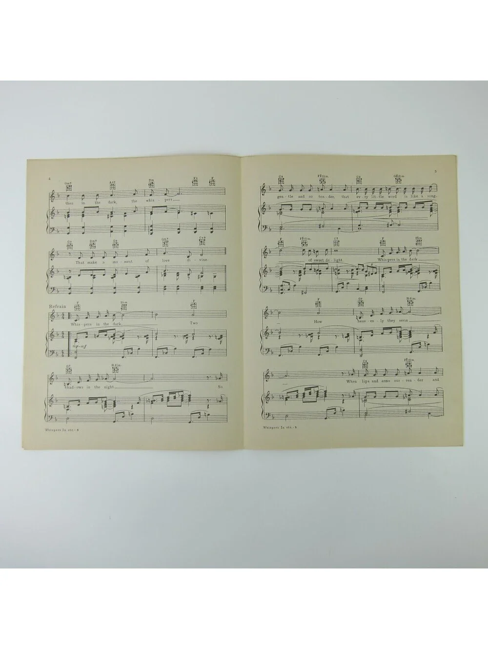 Sheet Music Whispers In The Dark Artists & Models Jack Benny Vintage 1937
